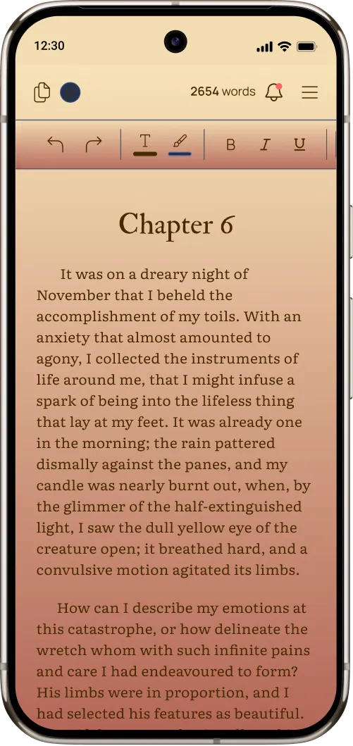 A chapter open in the Ellipsus phone app